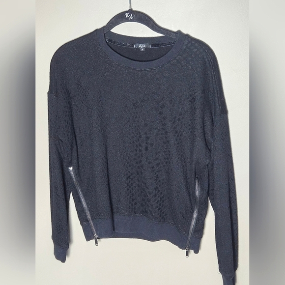 Rails Marlo Flocked Quiet Luxury Elevated Basic Crewneck Sweatshirt, XS - Picture 3 of 6